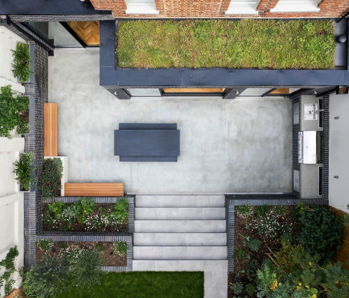 Contemporary London extension George James Architects drone shot