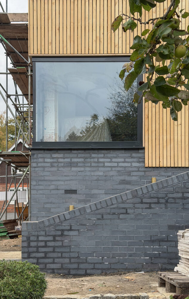 External wood cladding with steps